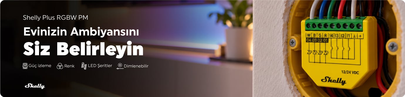 Shelly Plus RGBW PM x2 akıllı LED şerit kontrol modülü