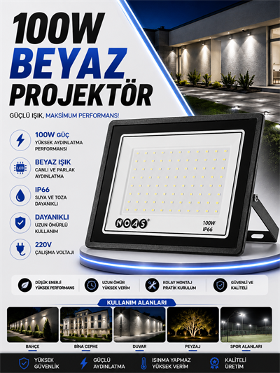 NOAS 100W LED PROJEKTÖR BEYAZ