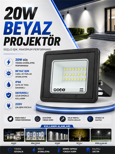 NOAS 20W LED PROJEKTÖR BEYAZ