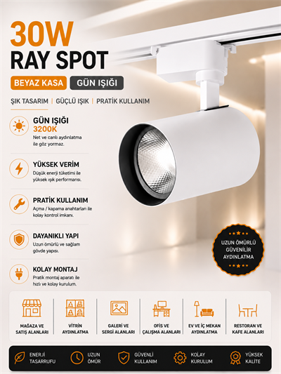 NOAS 30W BEYAZ KASA GÜN IŞI RAY SPOT