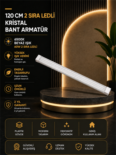 NOAS 60W 2 SIRA LEDLİ KRİSTAL BANT ARMATÜR