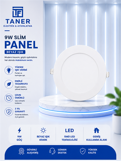 NOAS 9W SLİM LED PANEL BEYAZ