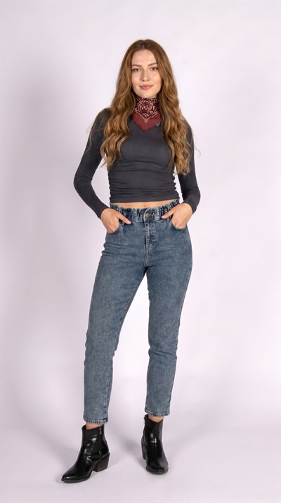 Paperbag Charm Mid Rodeo Kadın Jean Pantolon