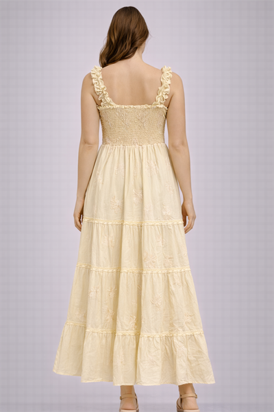 Asklı Çiçek Desenli Uzun Straplez Elbise 250416828 - R07