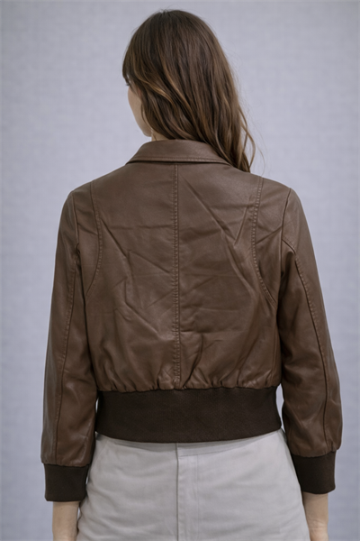 Ceket Yaka Kısa Deri Mont 801