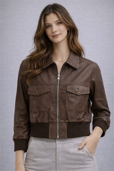 Ceket Yaka Kısa Deri Mont 801