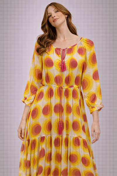 Dal Desenli Kısa Elbise