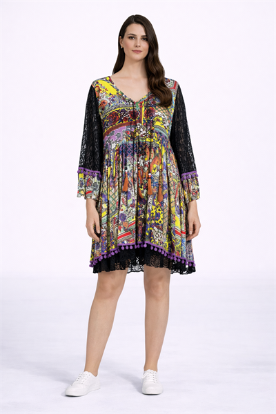 Dantel Detaylı Mini Elbise