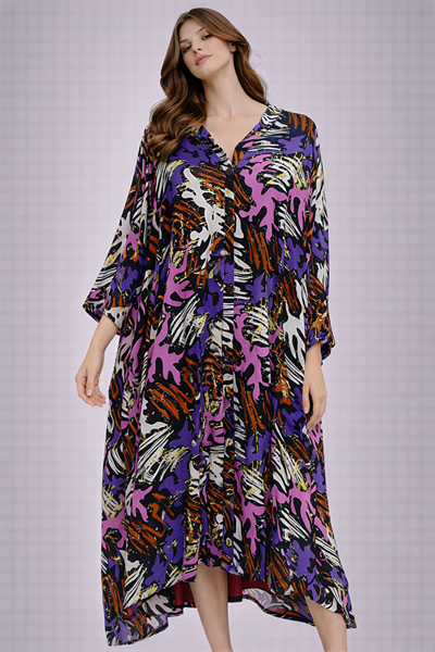 Desenli Dev Gömlek Elbise