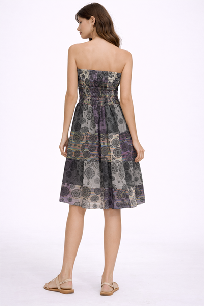 Etnik Desenli Straplez Elbise