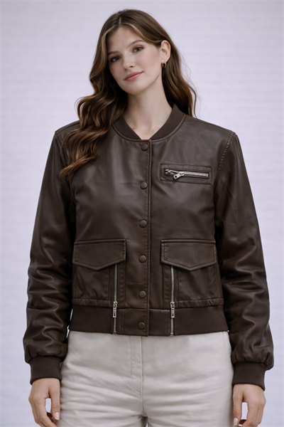 Hakim Yaka Kısa Deri Mont 9977