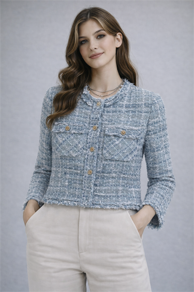 İpli Kısa Kumaş Ceket 096