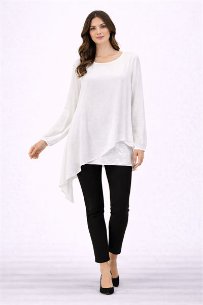 İtalyan Asimetrik Kesim Pullu İpek Bluz 250310818 - 7295