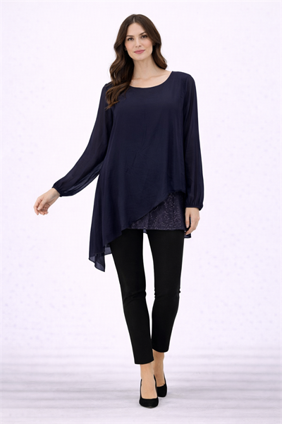 İtalyan Asimetrik Kesim Pullu İpek Bluz 250310818 - 7295