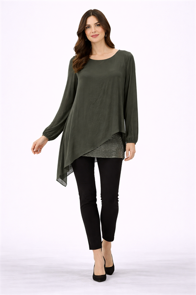 İtalyan Asimetrik Kesim Pullu İpek Bluz 250310818 - 7295