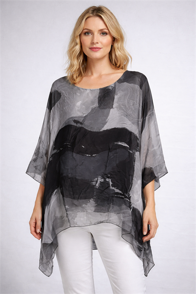 İtalyan Batik Desenli İpek Bluz 250311520 -1688/D