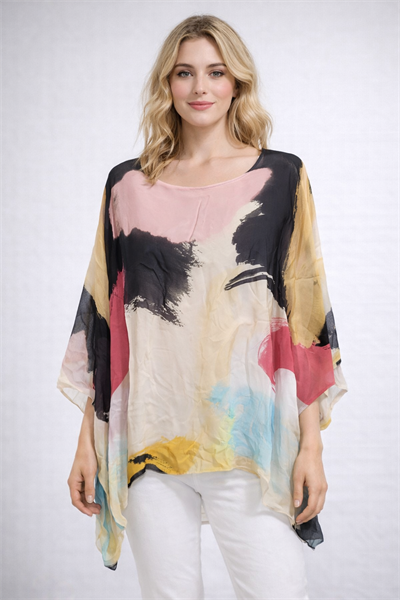 İtalyan Batik Desenli İpek Bluz 250311520 -1688/D