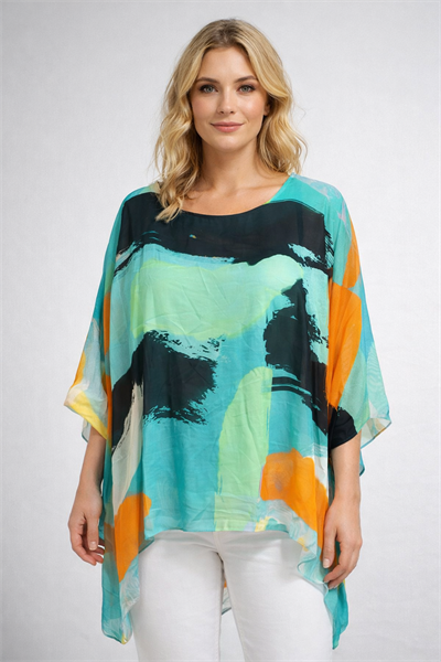 İtalyan Batik Desenli İpek Bluz 250311520 -1688/D