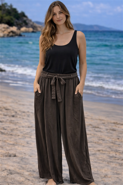 İtalyan Beli Kuşaklı Bol Tencel Pantolon 2601XA17 - 2267