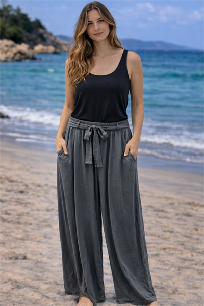 İtalyan Beli Kuşaklı Bol Tencel Pantolon 2601XA17 - 2267