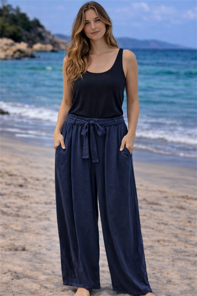 İtalyan Beli Kuşaklı Bol Tencel Pantolon 2601XA17 - 2267