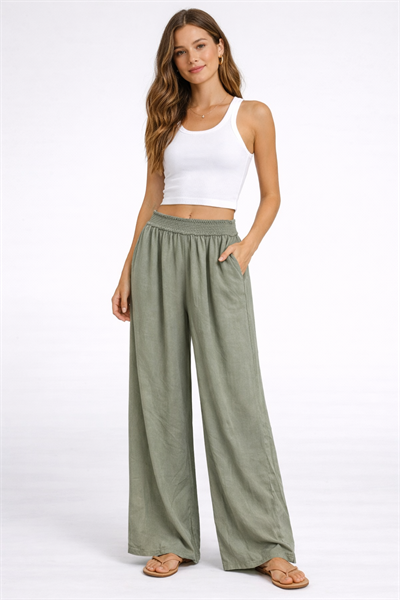 İtalyan Beli Lastikli Tencel Pantolon