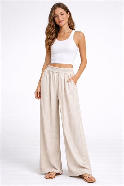 İtalyan Beli Lastikli Tencel Pantolon