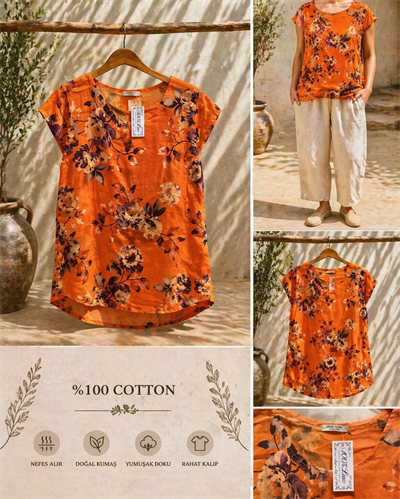 İtalyan Çiçek Desen Tunik Elbise 2601XA14 - 9519A
