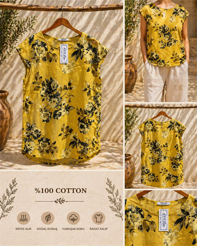 İtalyan Çiçek Desen Tunik Elbise 2601XA14 - 9519A