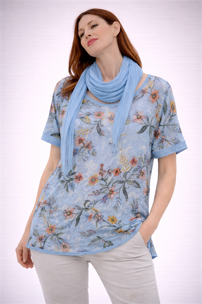 İtalyan Çiçek Desenli Fularlı Bluz 25045810B - 6454S81