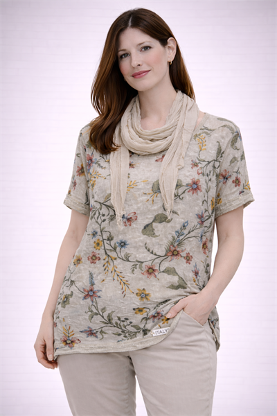 İtalyan Çiçek Desenli Fularlı Bluz 25045810B - 6454S81