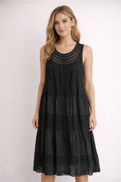 İtalyan Dantelli Sıfır Kol Elbise 2507915 - 7043