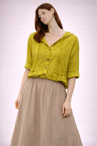 İtalyan Düğmeli Kapüşonlu Keten Ceket 25041119 - 61164