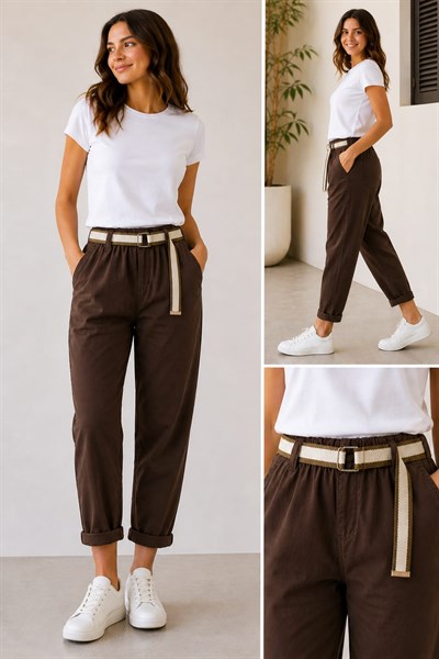 İtalyan Hasır Kemerli Pantolon 2601XA12 - 24297-T