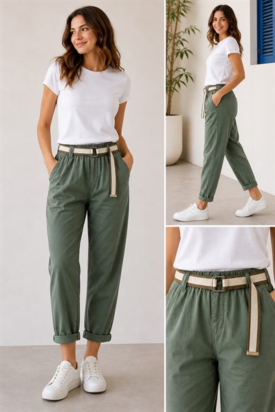 İtalyan Hasır Kemerli Pantolon 2601XA12 - 24297-T