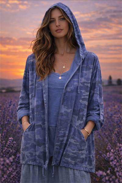 İtalyan Kamuflaj Desen Kapüşonlu Ceket 250110818 - 20085FELPA