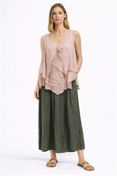 İtalyan Kat Kat Keten Bluz 2601XA17 -E-14930