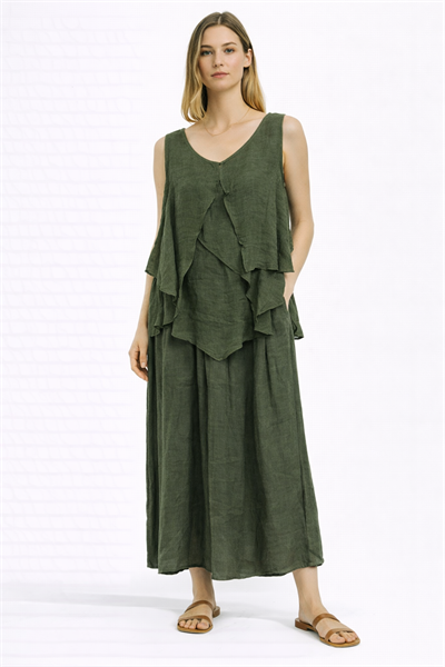 İtalyan Kat Kat Keten Bluz 2601XA17 -E-14930