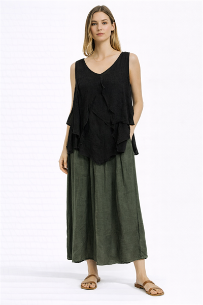 İtalyan Kat Kat Keten Bluz 2601XA17 -E-14930