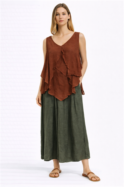 İtalyan Kat Kat Keten Bluz 2601XA17 -E-14930