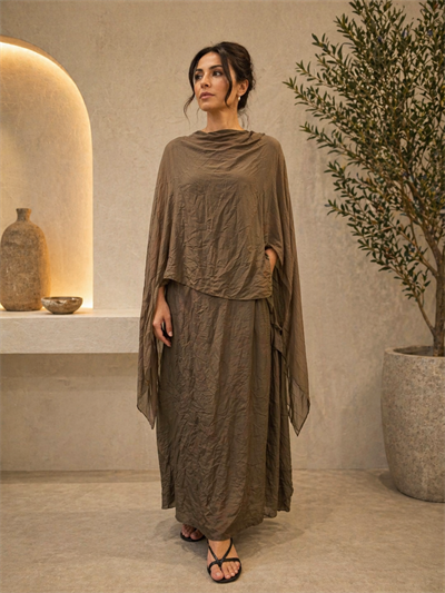 İtalyan Katlı İpek Elbise 2601XA32 - 22881