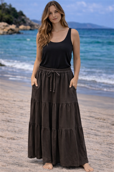 İtalyan Katlı Tencel Etek 2601XA16 - 3224