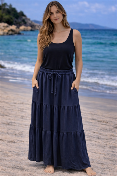 İtalyan Katlı Tencel Etek 2601XA16 - 3224