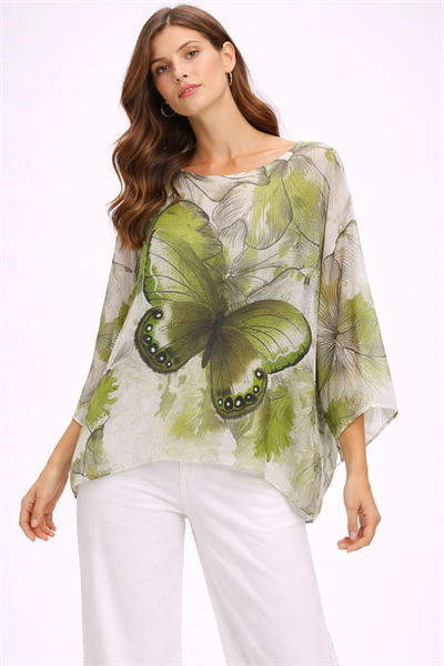 İtalyan Kelebek Desen Merserize Bluz