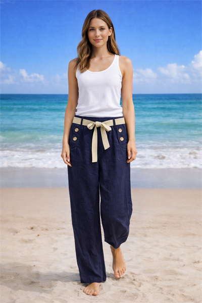 İtalyan Kemerli Cebi Düğmeli Pantolon 2601XA20 - 9846