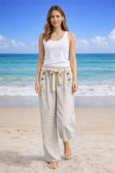 İtalyan Kemerli Cebi Düğmeli Pantolon 2601XA20 - 9846