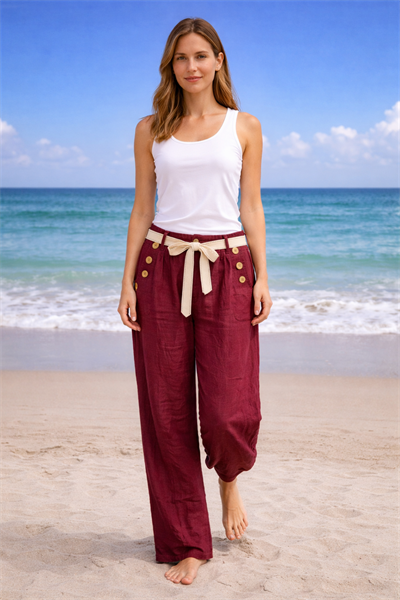 İtalyan Kemerli Cebi Düğmeli Pantolon 2601XA20 - 9846