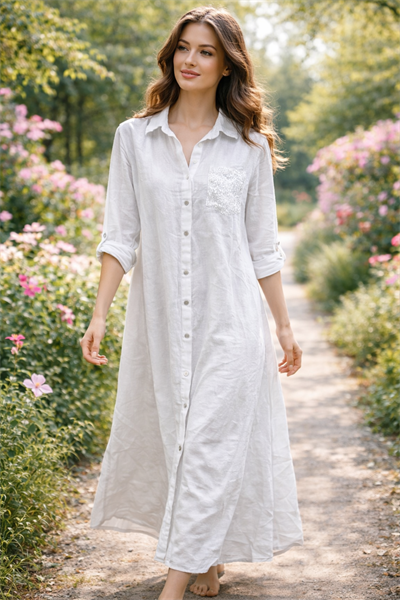 İtalyan Keten Cepli Elbise 2601XA27 - 301