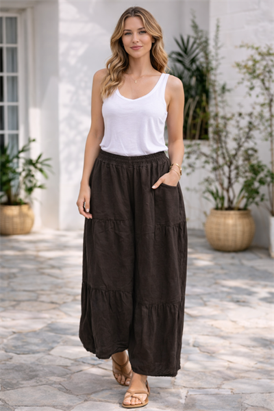İtalyan Keten Düz Pantolon 2601XA20 - 12144