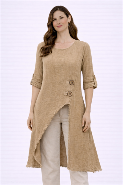 İtalyan Keten Elbise 25011323 - 1271